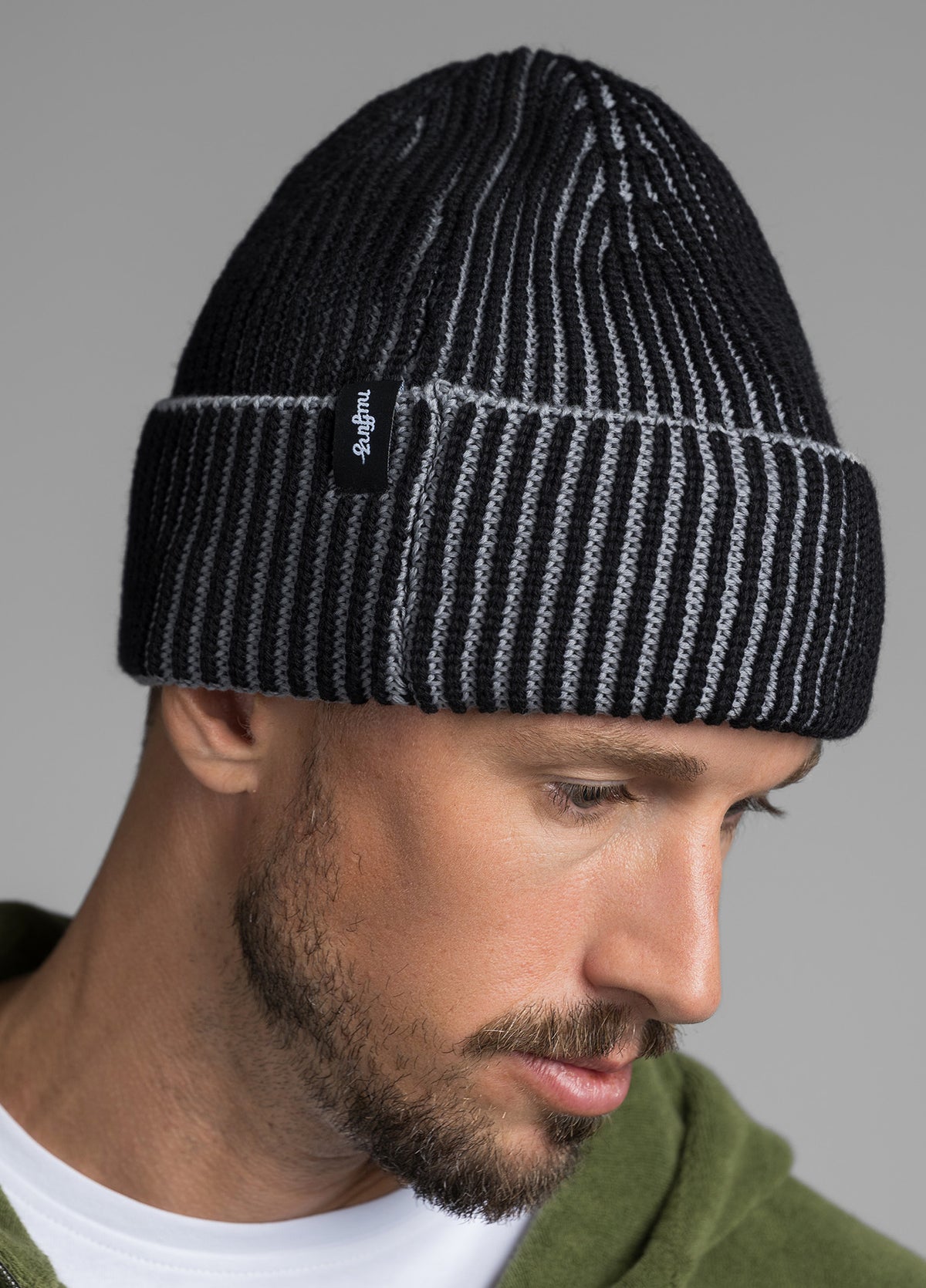 BLACK MERINO COTTON BEANIE