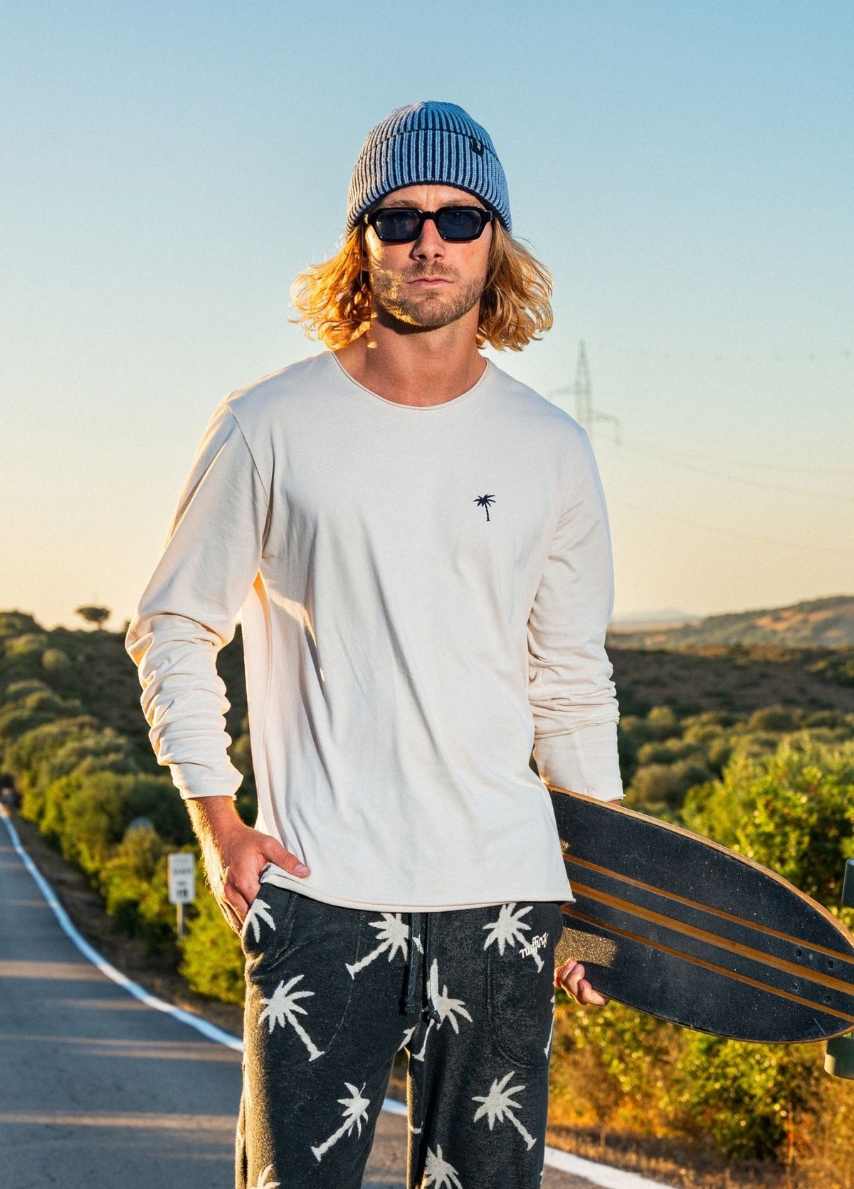 BLUE MERINO COTTON BEANIE