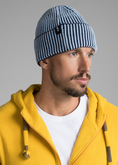 BLUE MERINO COTTON BEANIE