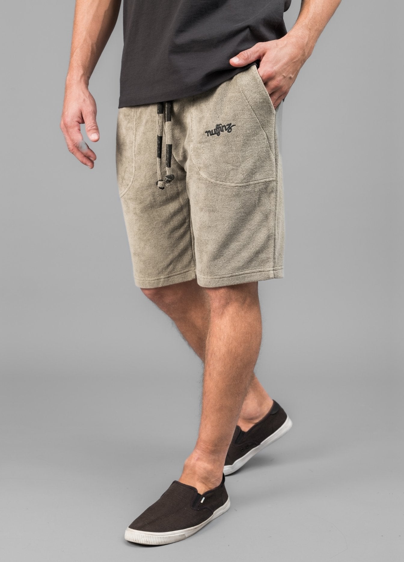 SMOKEY OLIVE TOWEL SHORTS