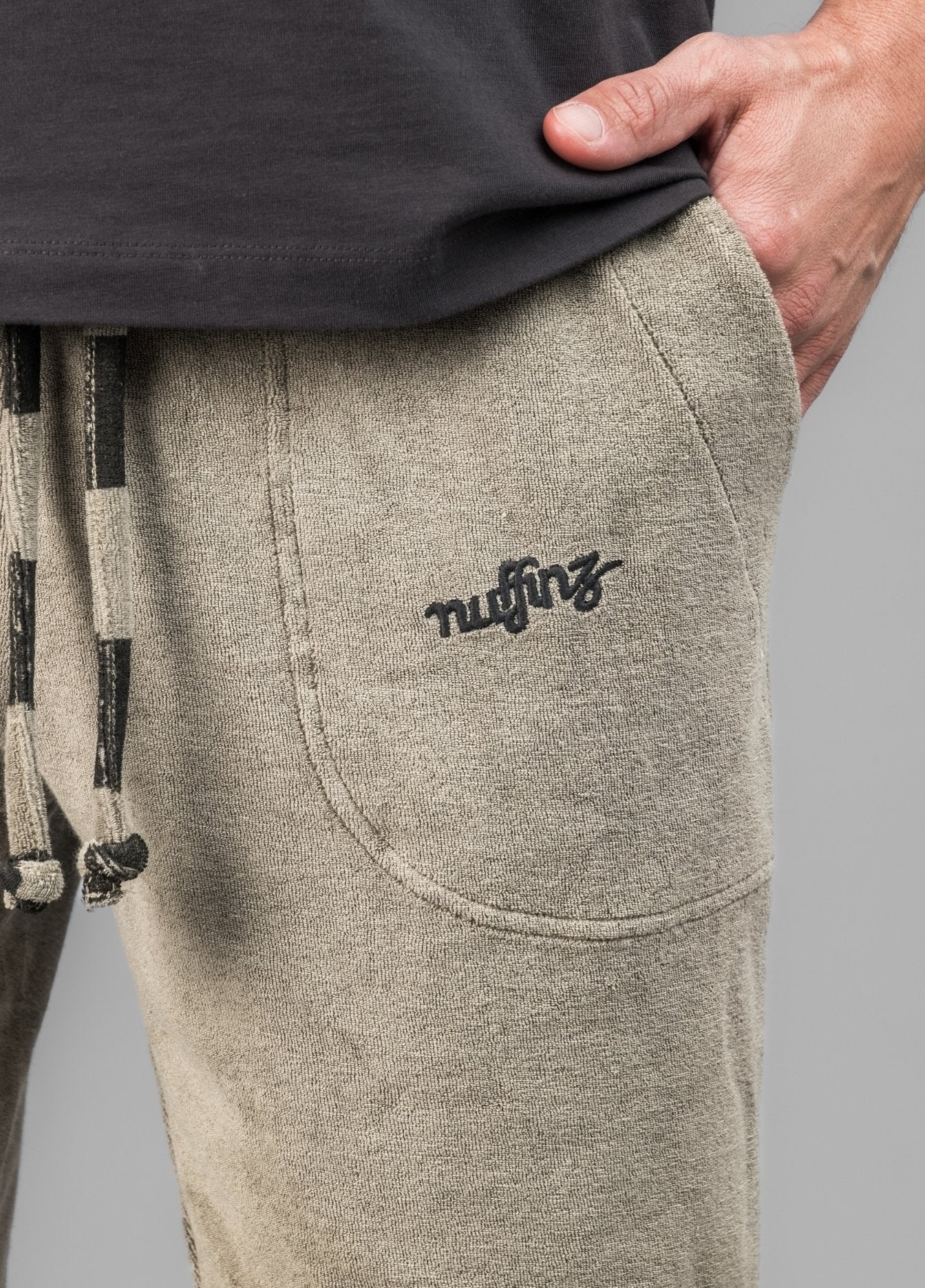 SMOKEY OLIVE TOWEL SHORTS